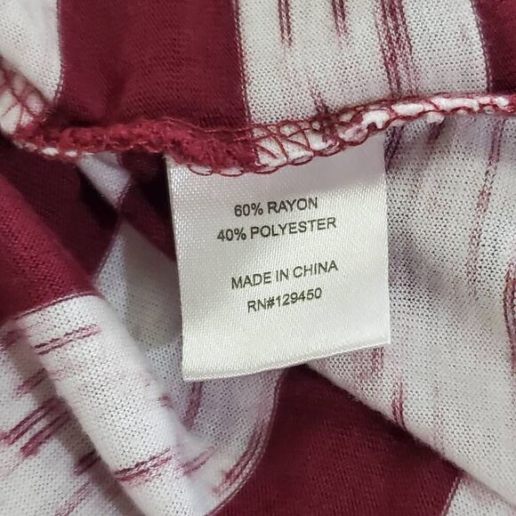 Como Vintage Perfect Tee Size 1x Plus Burgundy/White Stripe LS Shirt - Picture 8 of 9